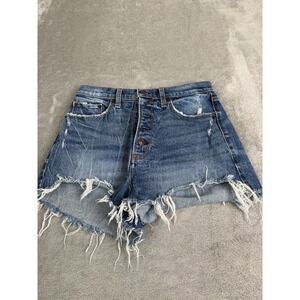 Abercrombie & Fitch High Rise Mom Shorts Women's Size 27 Blue Dark Wash